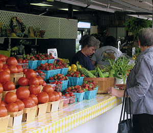 Fresh picked, locally grown vegetables at Jones Family Farm Market, Baltimore, Maryland. 